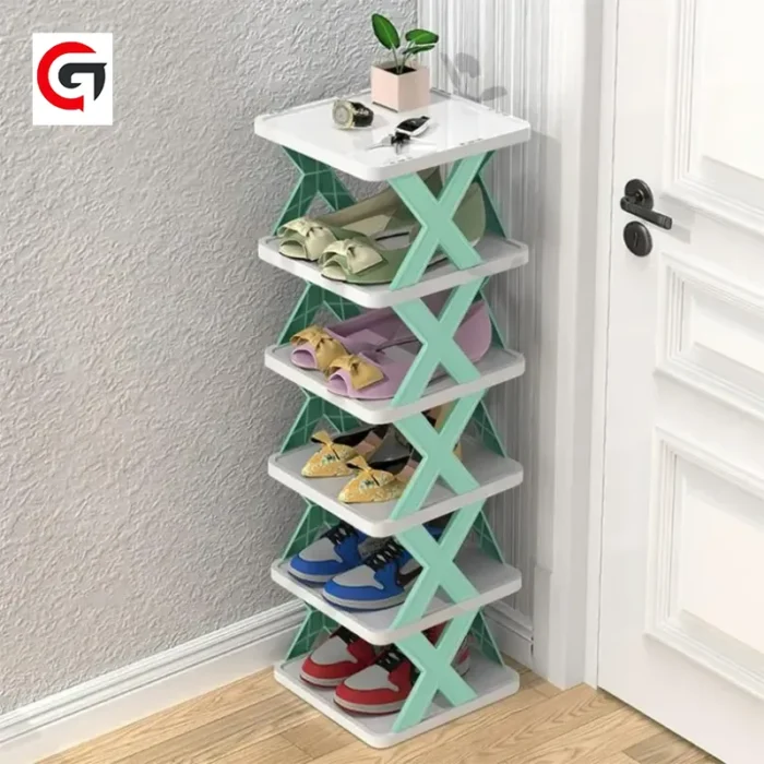 5 grids narrow shoe rack tower shelf - portable free standing shoe organizer