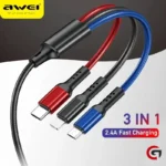 awei cl 971 3 in 1 2.4a fast charging cable 1m