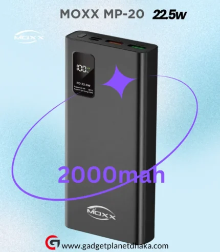 Moxx MP-PB20 Power Bank (20000mAh, Black) - Portable Charger