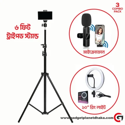 6 fit tripod + ring light + k8 microphone